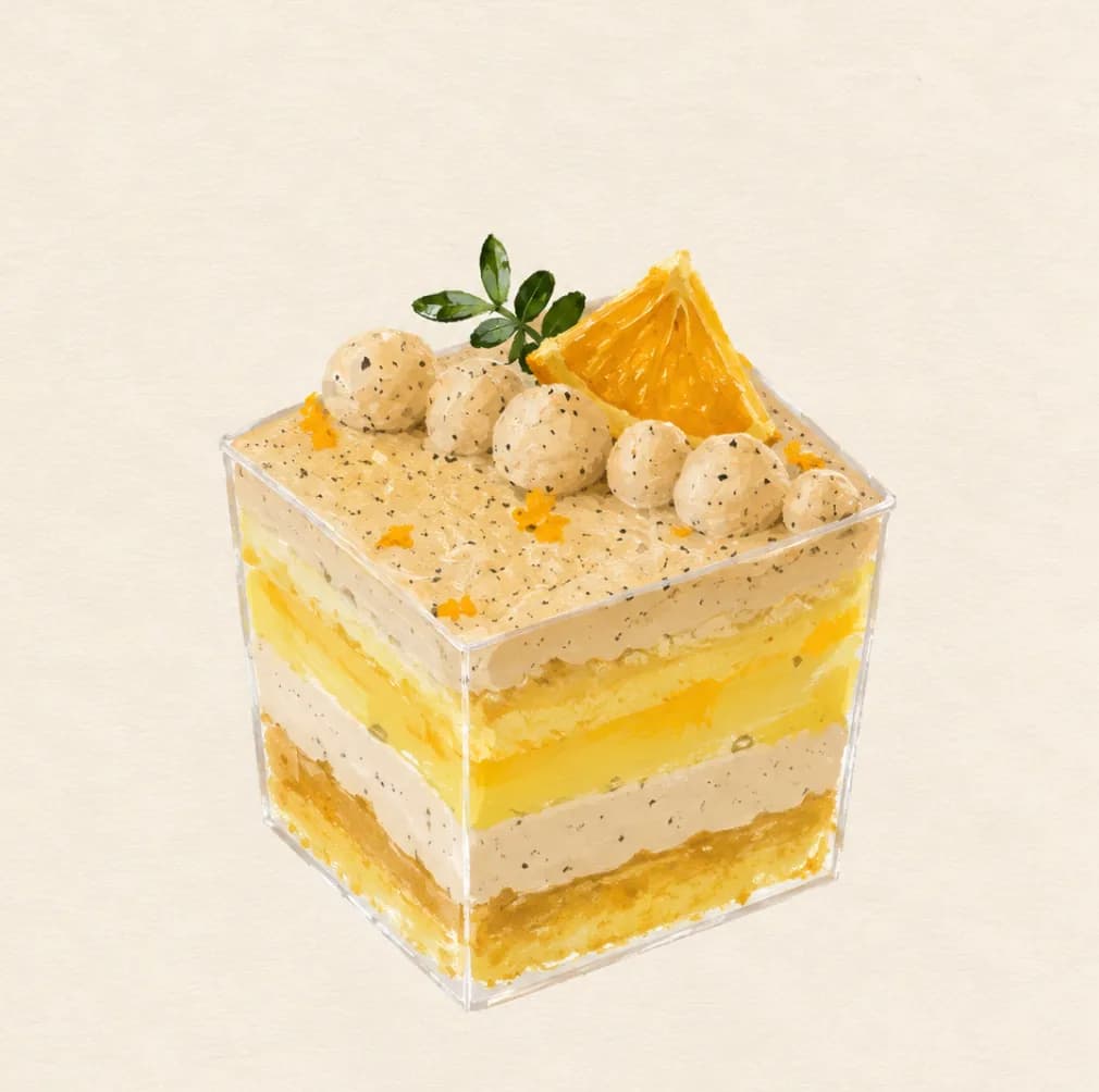 Earl Grey Orange Cup — illustration from the Yohaku Sweets menu