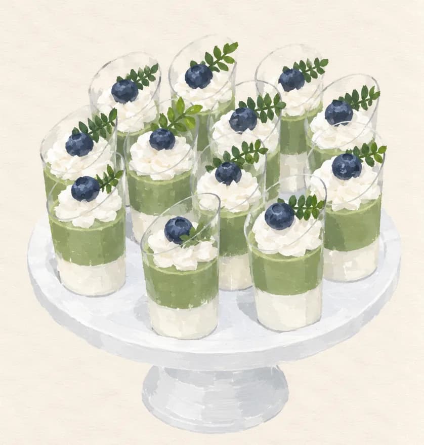 Two-Tone Pudding Cups — illustration from the Yohaku Sweets menu